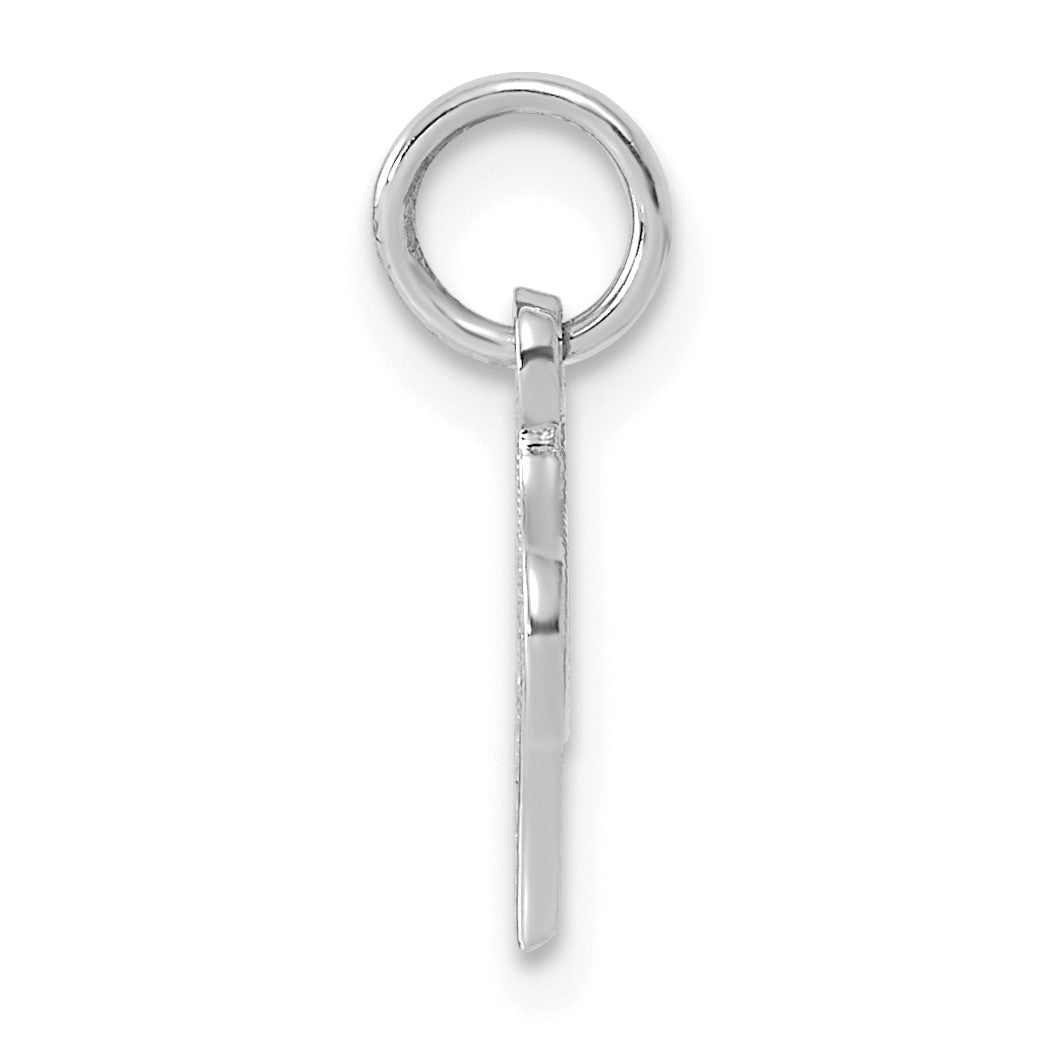 14KW White Gold Casted Script Letter V Initial Charm