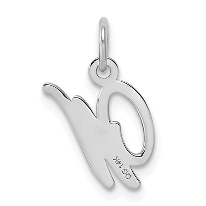 14KW White Gold Casted Script Letter W Initial Charm