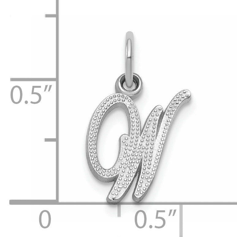 14KW White Gold Casted Script Letter W Initial Charm