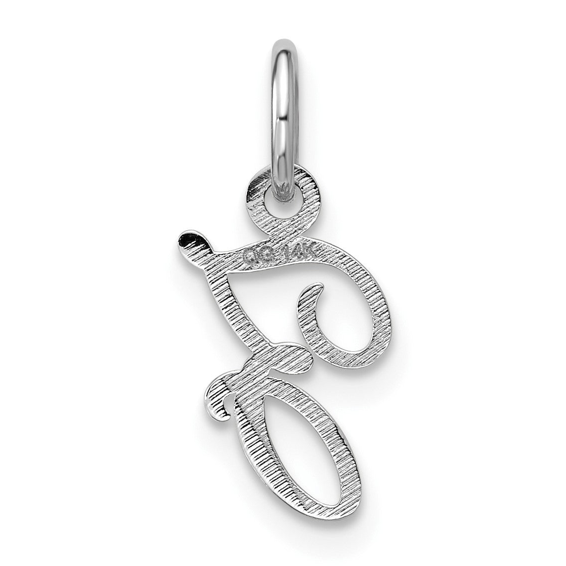 14KW White Gold Casted Script Letter Z Initial Charm