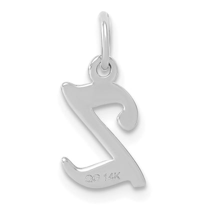 14KW White Gold Casted Script Letter Z Initial Charm