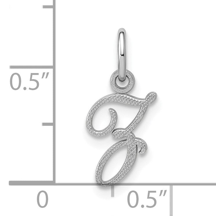 14KW White Gold Casted Script Letter Z Initial Charm