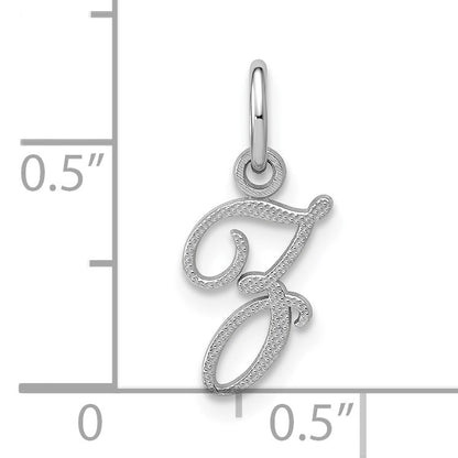 14KW White Gold Casted Script Letter Z Initial Charm