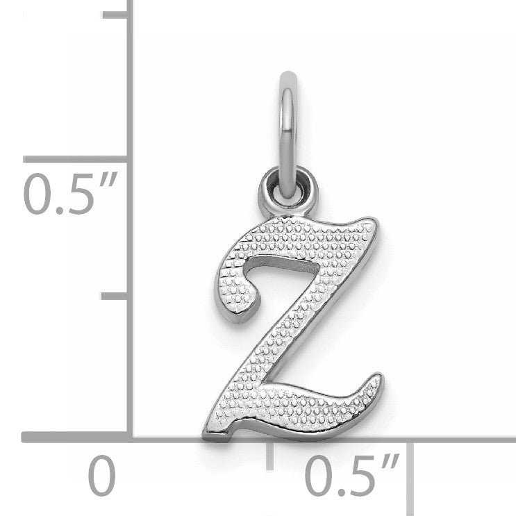 14KW White Gold Casted Script Letter Z Initial Charm