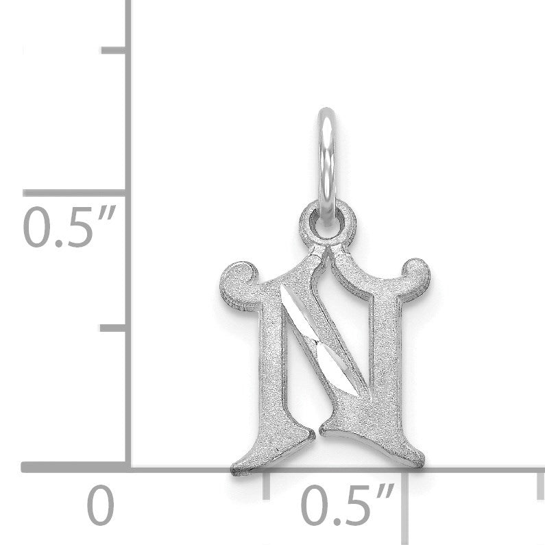 14KW Diamond-cut Letter N Initial Charm