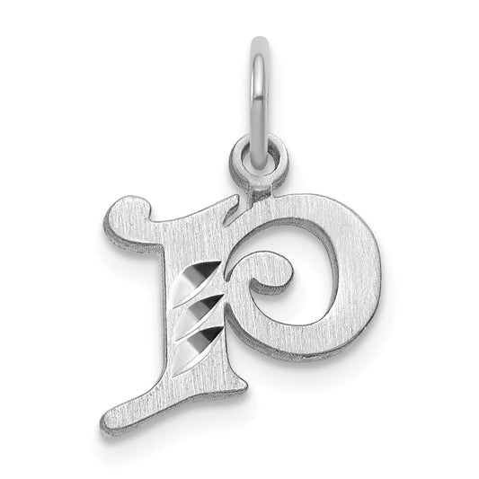 14KW Diamond-cut Letter P Initial Charm