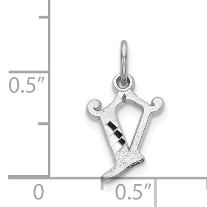 14KW Diamond-cut Letter V Initial Charm