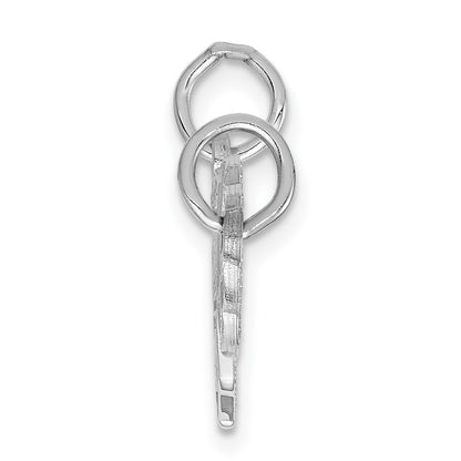 14K White Gold Polished 2-Piece Break-Apart HE WHO HOLDS THE KEY CAN UNLOCK MY HEART Charm