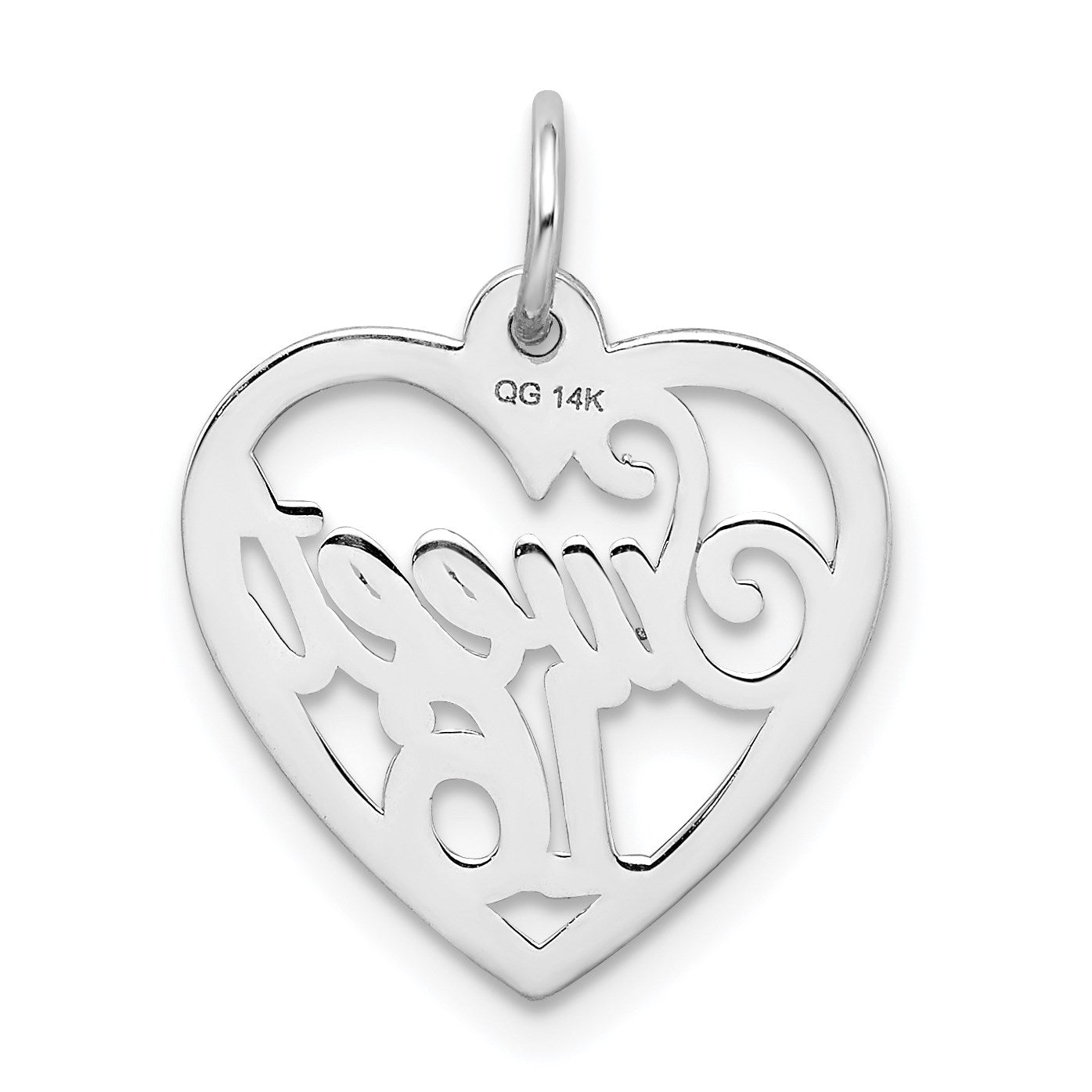 14k White Gold SWEET 16 in Heart Charm
