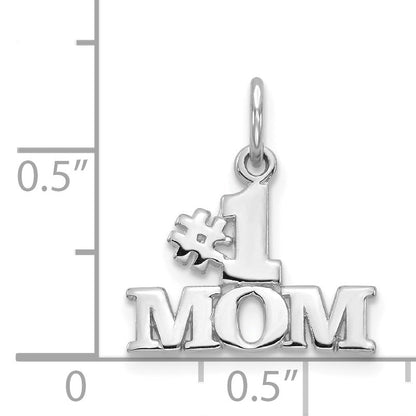 14k White Gold #1 MOM Charm