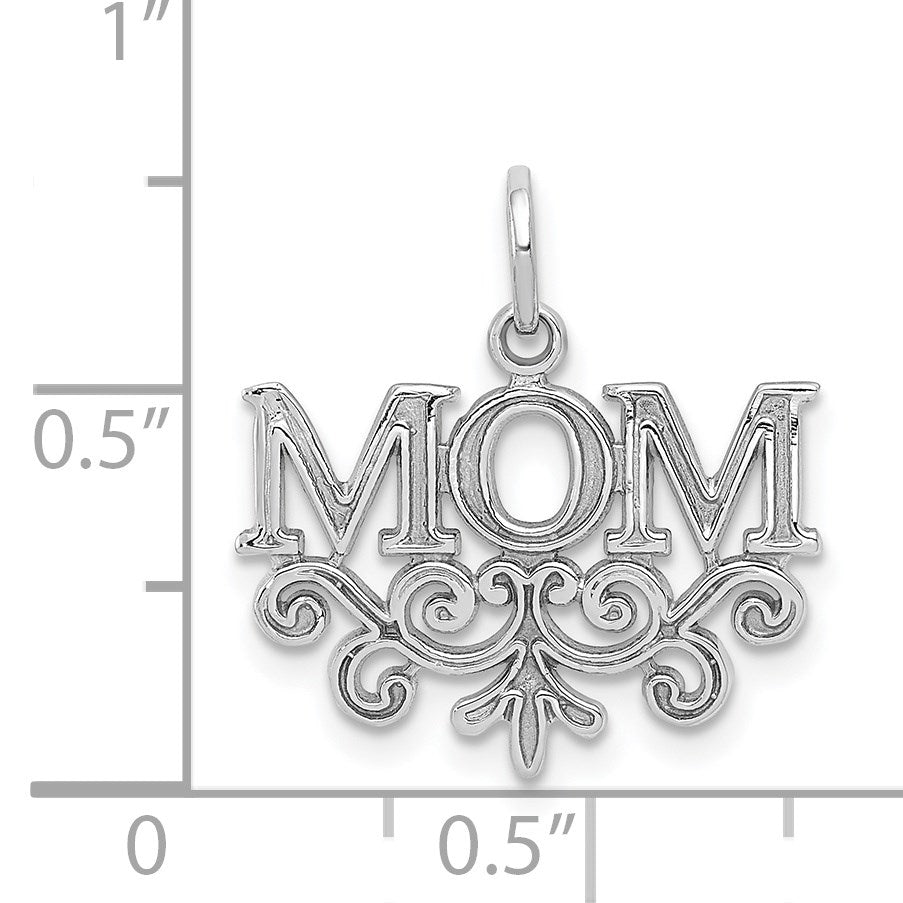 14k White Gold MOM Charm