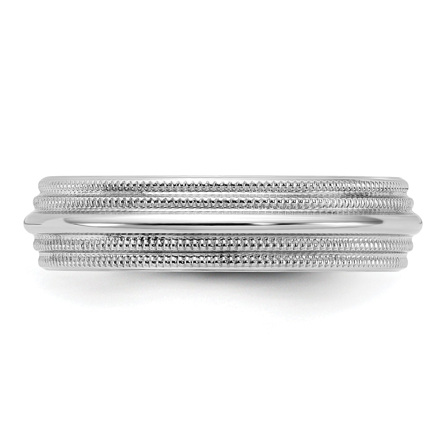 14k White Gold 5mm Double Milgrain Comfort Fit Wedding Band Size 7
