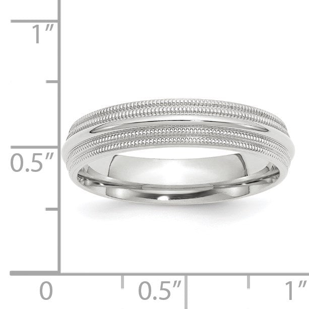 14k White Gold 5mm Double Milgrain Comfort Fit Wedding Band Size 12