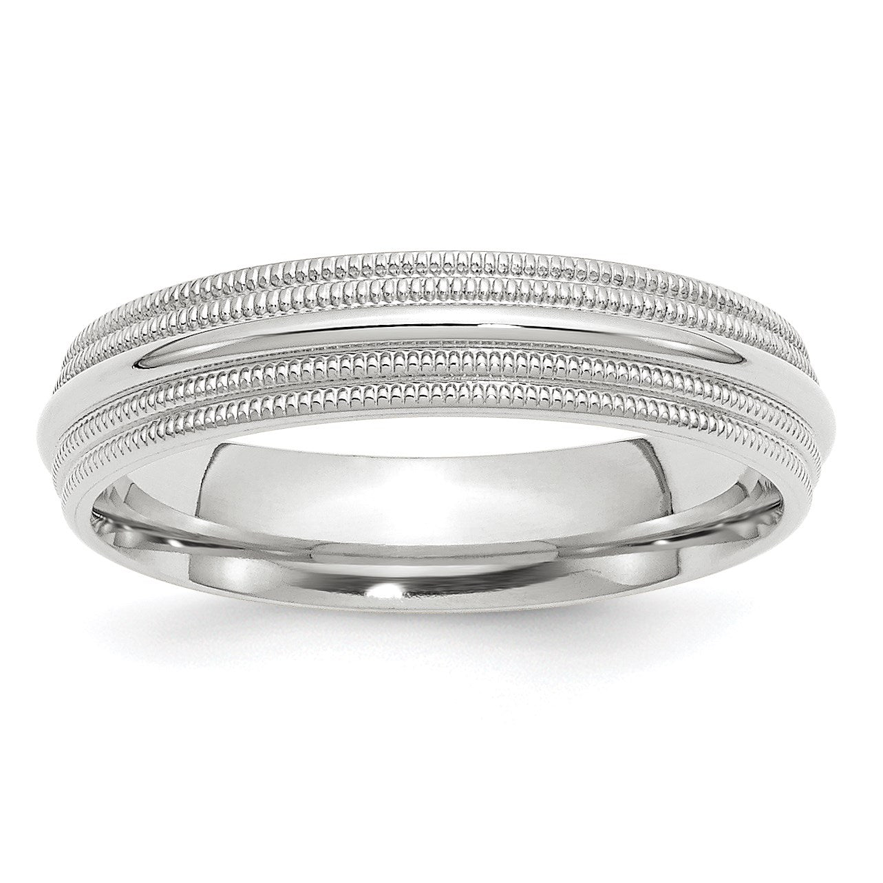 14k White Gold 5mm Double Milgrain Comfort Fit Wedding Band Size 12