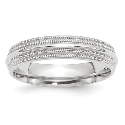 14k White Gold 5mm Double Milgrain Comfort Fit Wedding Band Size 12