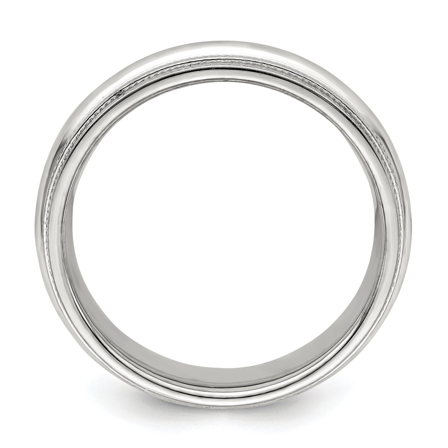 14k White Gold 6mm Double Milgrain Comfort Fit Wedding Band Size 13