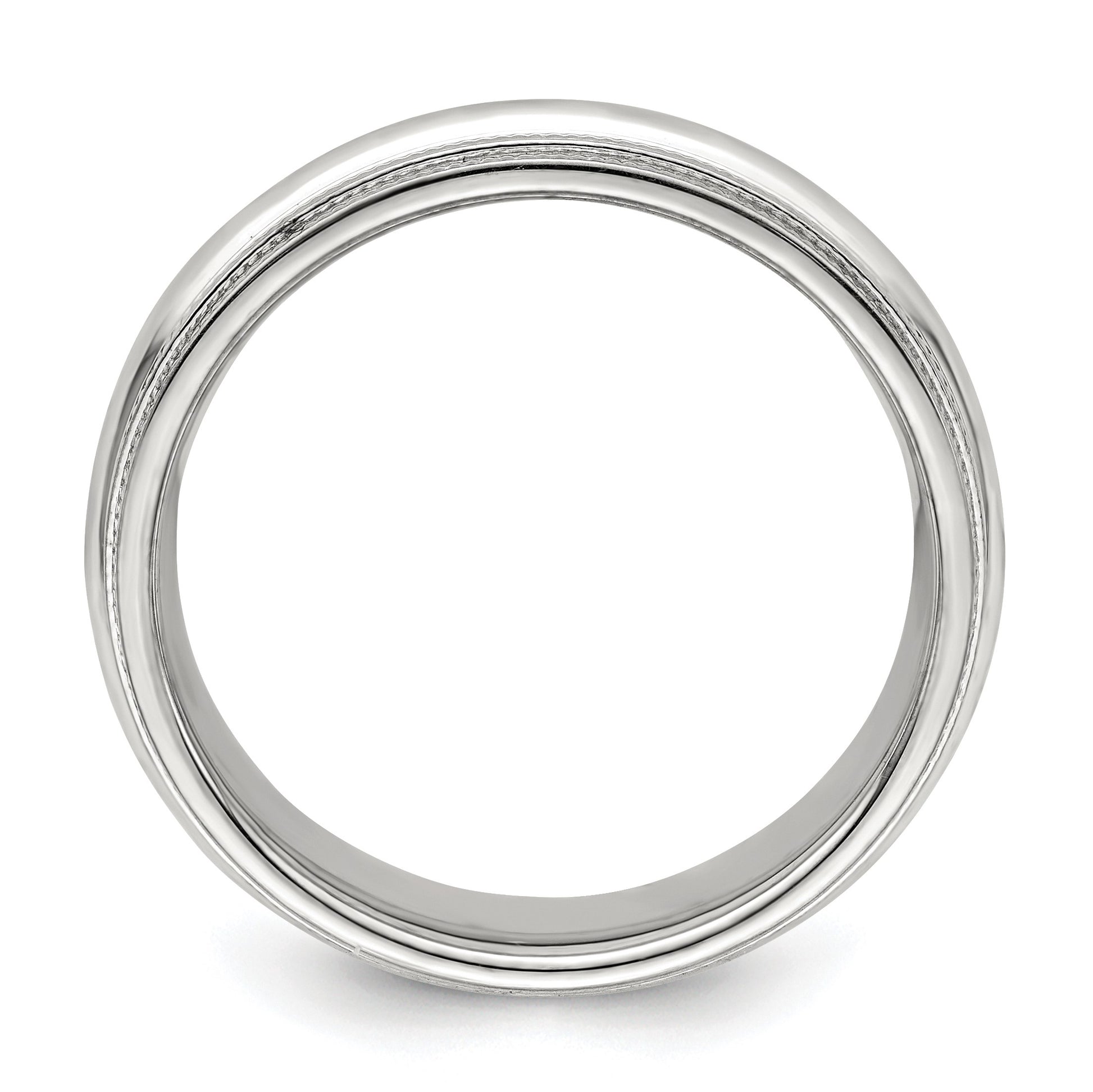 14k White Gold 6mm Double Milgrain Comfort Fit Wedding Band Size 13