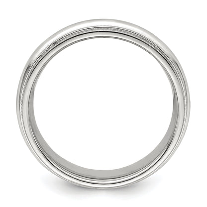 14k White Gold 6mm Double Milgrain Comfort Fit Wedding Band Size 13