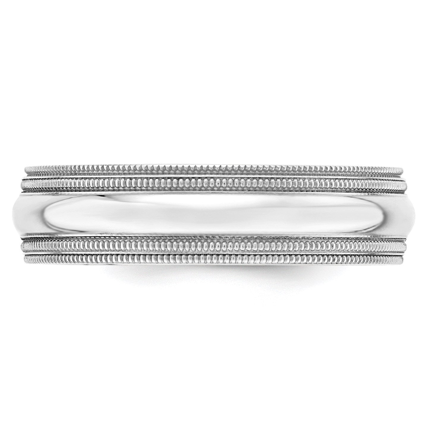 14k White Gold 6mm Double Milgrain Comfort Fit Wedding Band Size 13