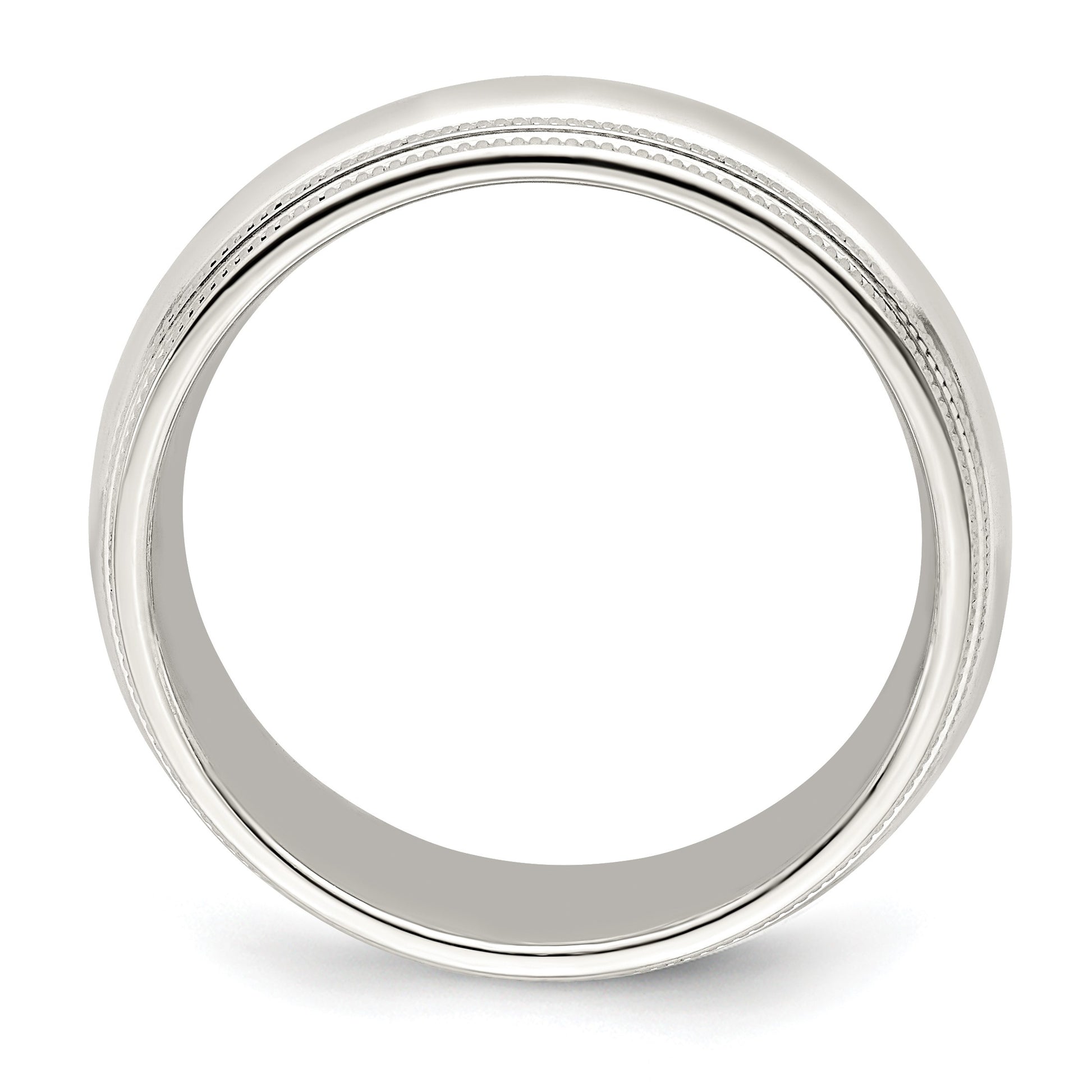 14k White Gold 7mm Double Milgrain Comfort Fit Wedding Band Size 11.5