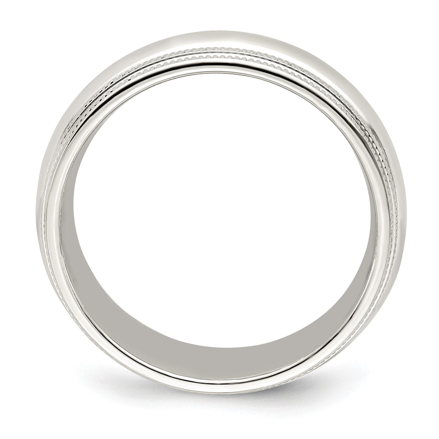 14k White Gold 7mm Double Milgrain Comfort Fit Wedding Band Size 8