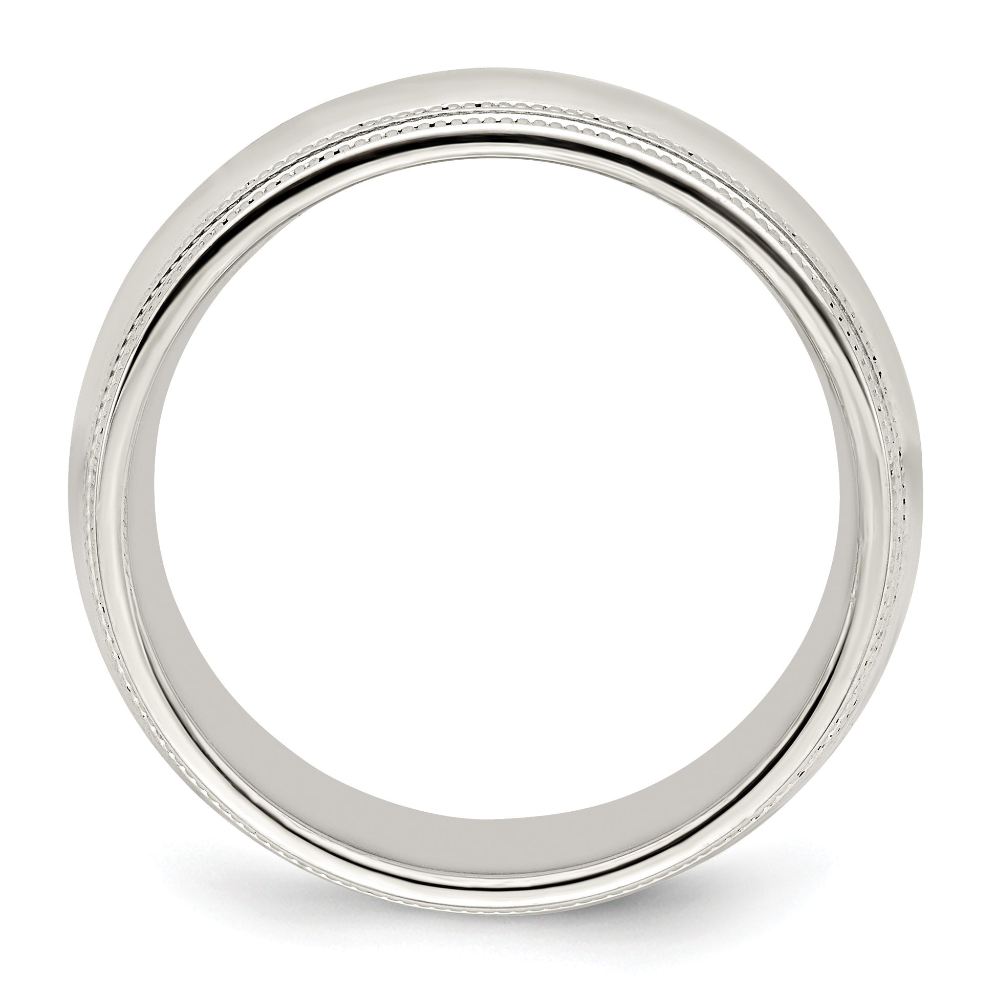 14k White Gold 8mm Double Milgrain Comfort Fit Wedding Band Size 6
