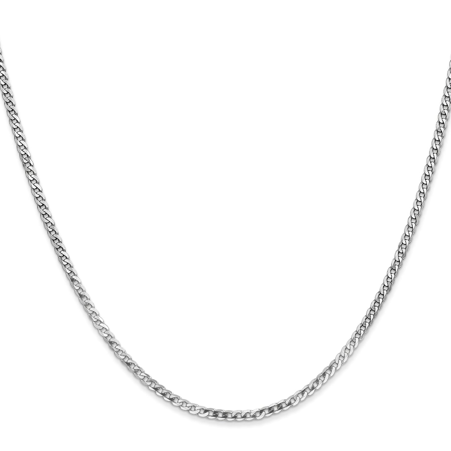 14k White Gold 2.2mm Flat Beveled Curb Chain