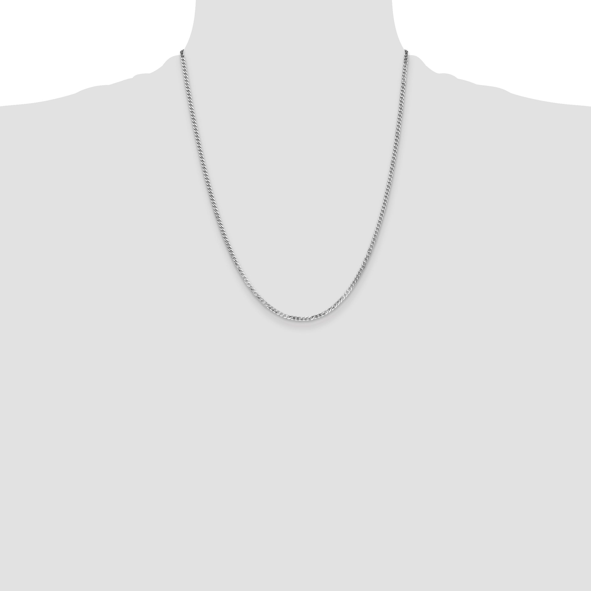 14k White Gold 2.2mm Flat Beveled Curb Chain