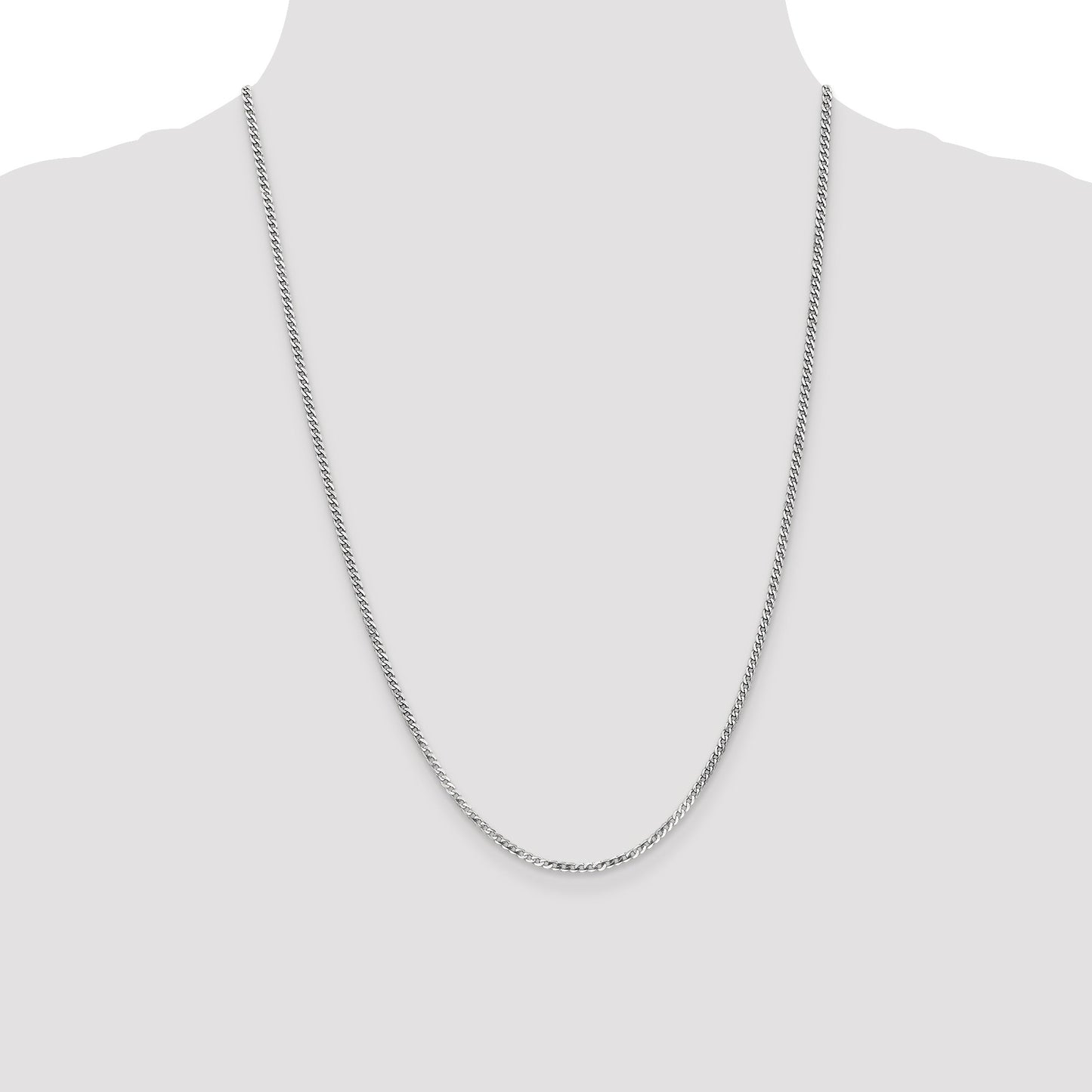 14k White Gold 2.2mm Flat Beveled Curb Chain