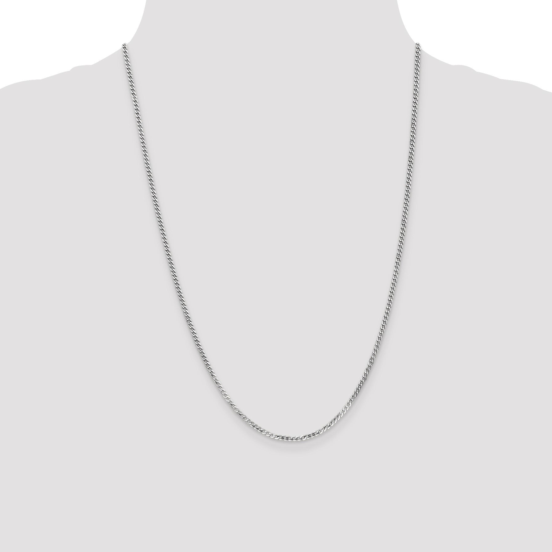 14k White Gold 2.2mm Flat Beveled Curb Chain