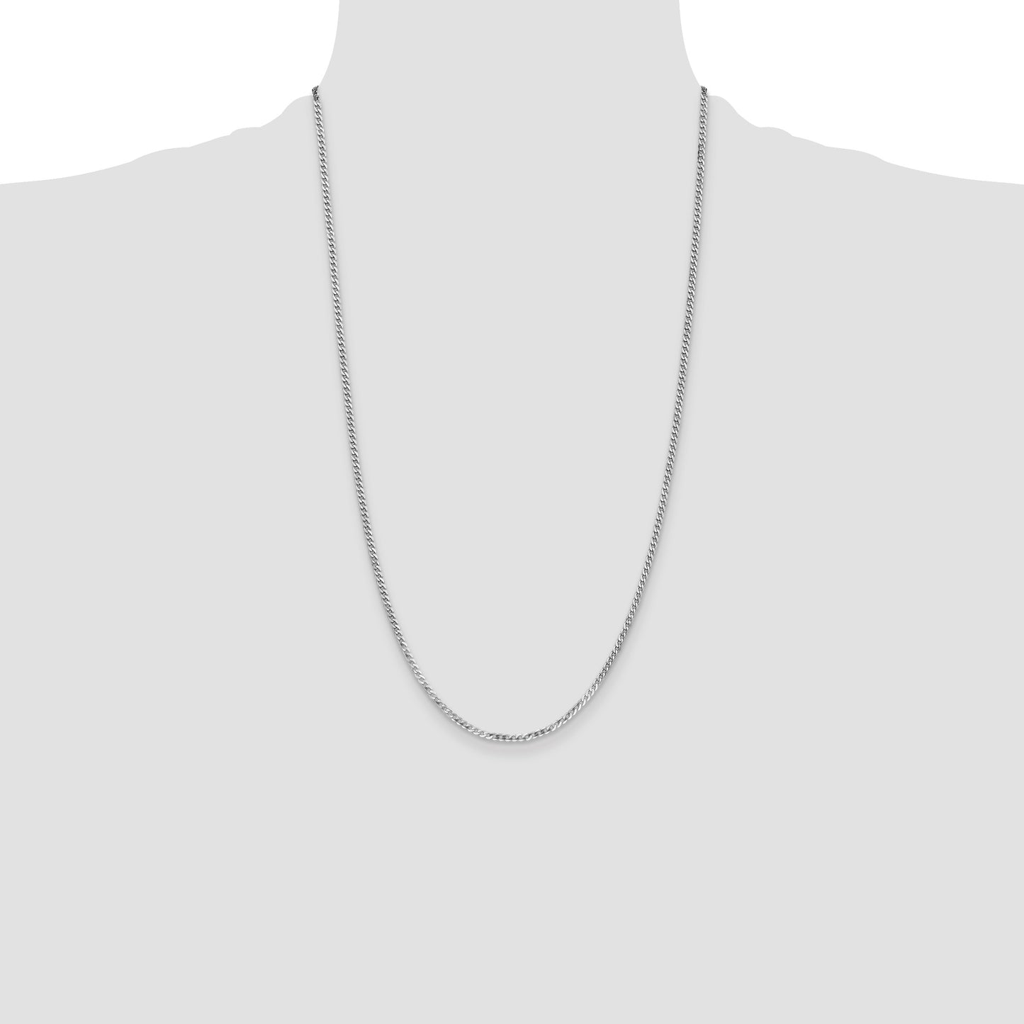 14k White Gold 2.2mm Flat Beveled Curb Chain