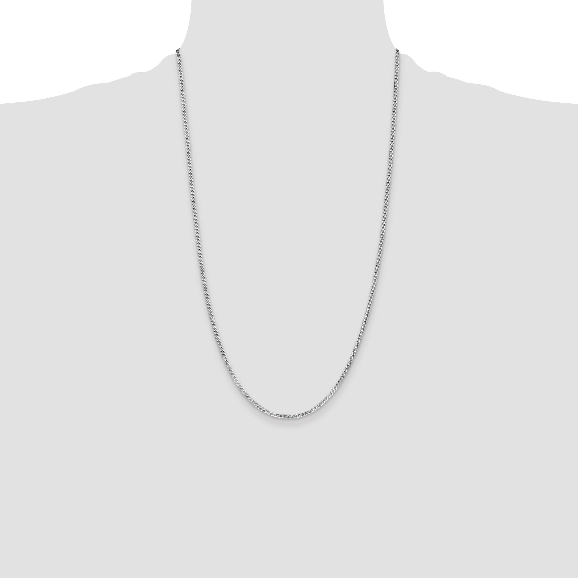 14k White Gold 2.2mm Flat Beveled Curb Chain