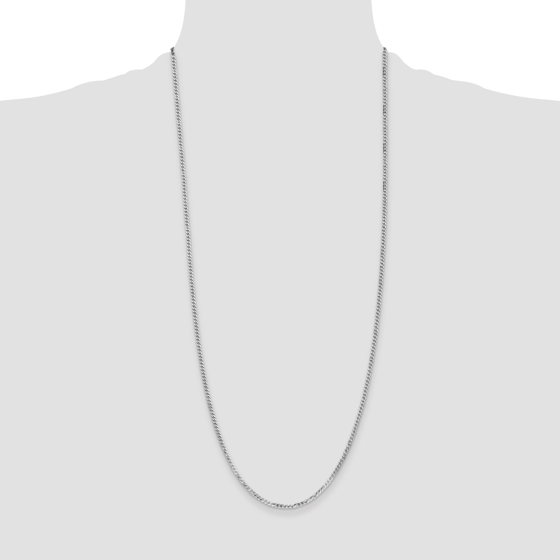 14k White Gold 2.2mm Flat Beveled Curb Chain