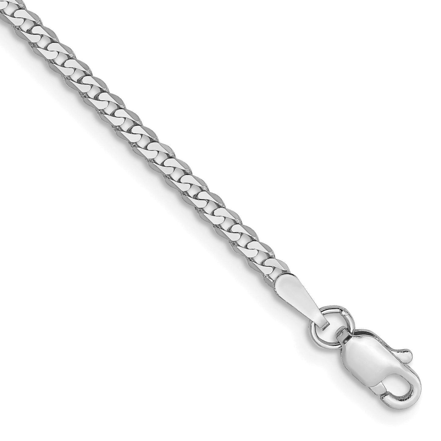 14k White Gold 2.2mm Flat Beveled Curb Chain