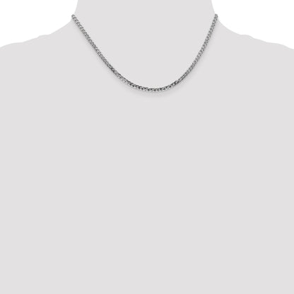 14K White Gold 16 inch 2.9mm Flat Beveled Curb with Lobster Clasp Chain