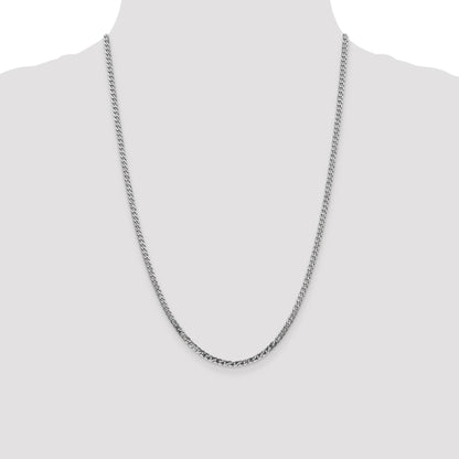 14K White Gold 24 inch 2.9mm Flat Beveled Curb with Lobster Clasp Chain