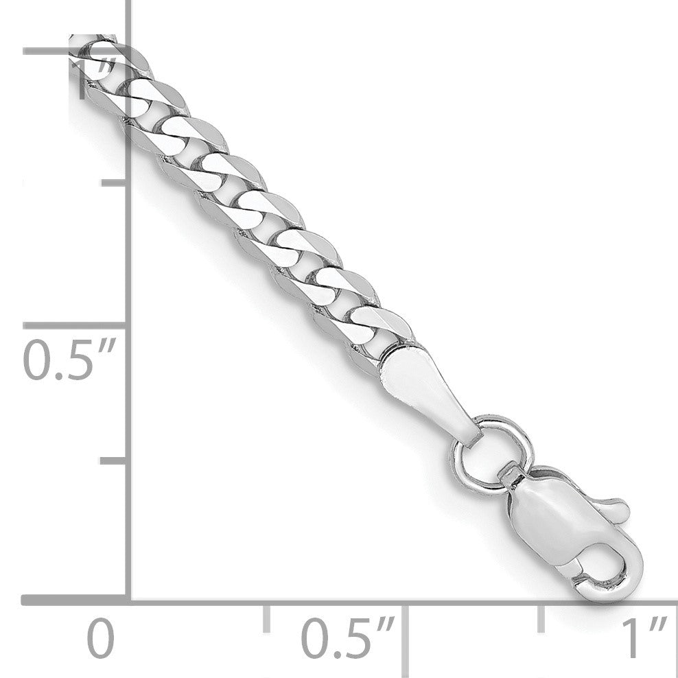 14K White Gold 7 inch 2.9mm Flat Beveled Curb with Lobster Clasp Bracelet