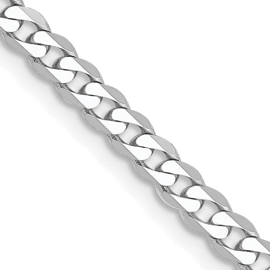 14K White Gold 20 inch 2.9mm Flat Beveled Curb with Lobster Clasp Chain