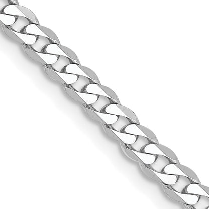 14K White Gold 26 inch 2.9mm Flat Beveled Curb with Lobster Clasp Chain