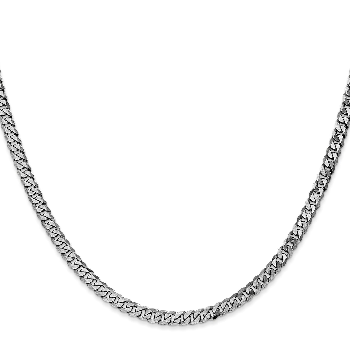 14K White Gold 22 inch 3.9mm Flat Beveled Curb with Lobster Clasp Chain