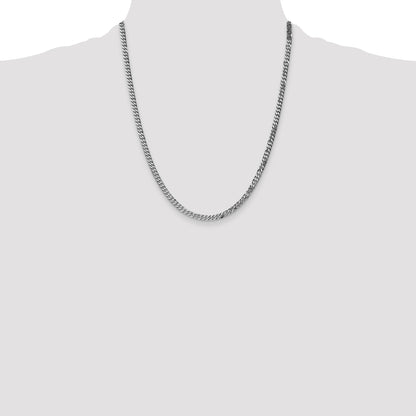14K White Gold 22 inch 3.9mm Flat Beveled Curb with Lobster Clasp Chain