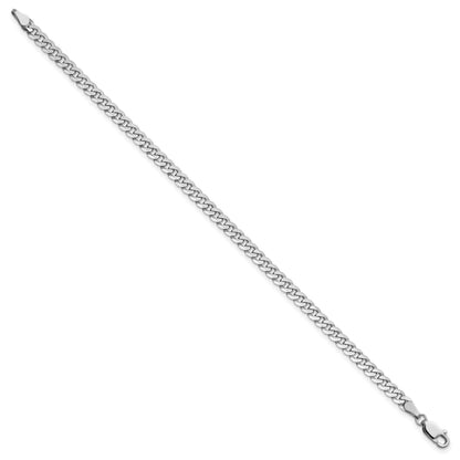 14K White Gold 8 inch 3.9mm Flat Beveled Curb with Lobster Clasp Bracelet