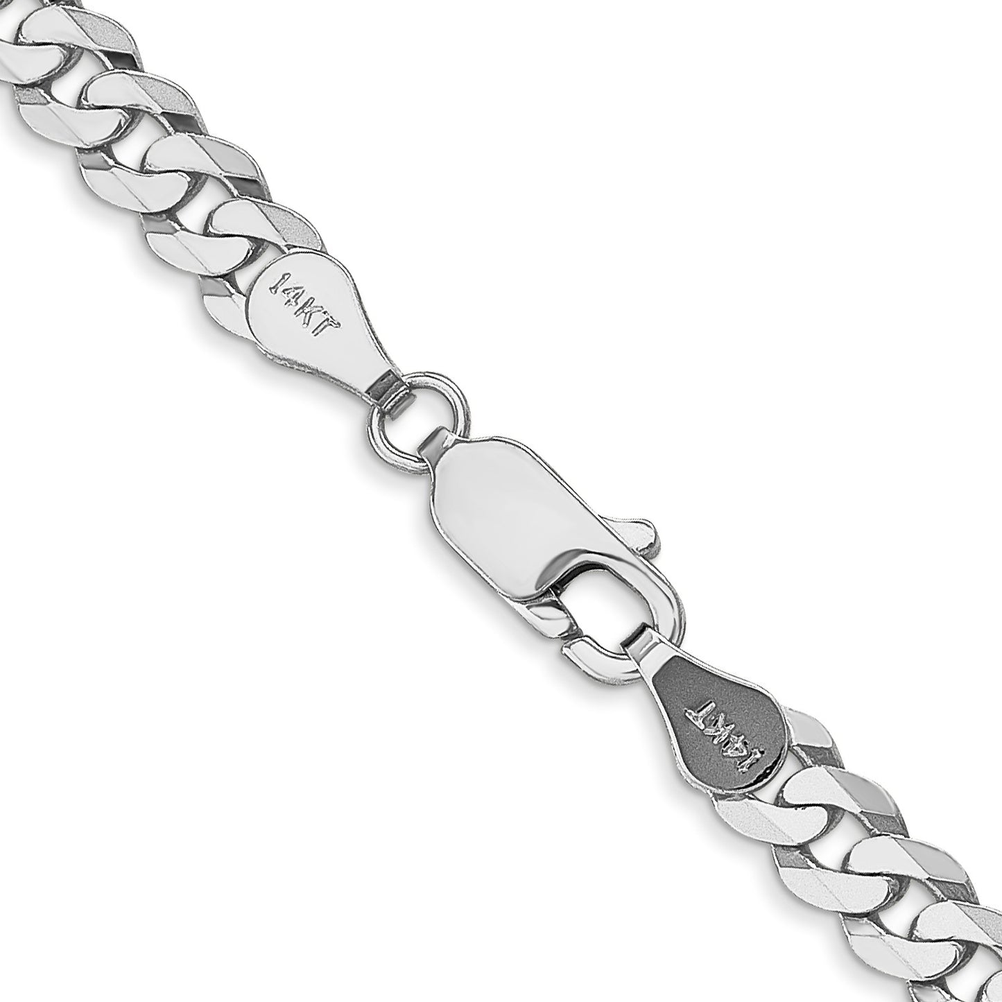 14K White Gold 20 inch 4.75mm Flat Beveled Curb with Lobster Clasp Chain