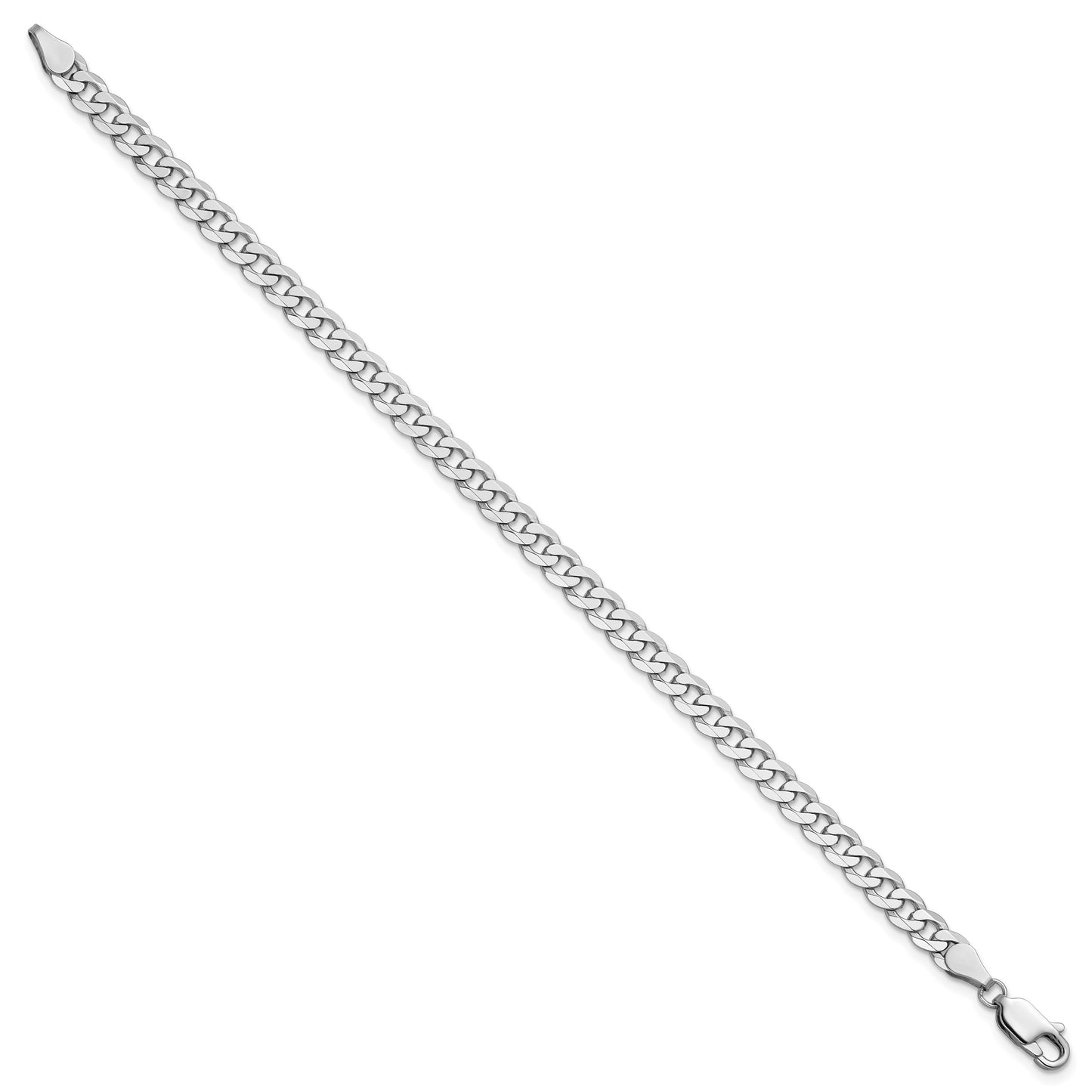 14K White Gold 7 inch 4.75mm Flat Beveled Curb with Lobster Clasp Bracelet