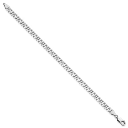 14K White Gold 7 inch 4.75mm Flat Beveled Curb with Lobster Clasp Bracelet