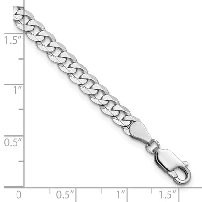 14K White Gold 7 inch 4.75mm Flat Beveled Curb with Lobster Clasp Bracelet