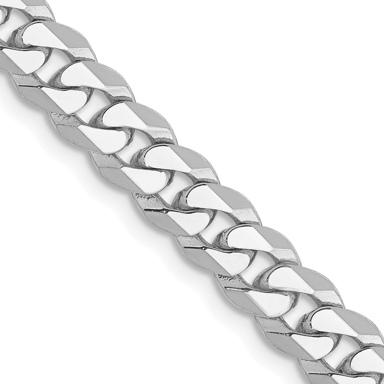 14K White Gold 18 inch 5.75mm Flat Beveled Curb with Lobster Clasp Chain