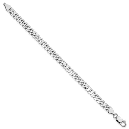 14K White Gold 8 inch 6.25mm Flat Beveled Curb with Lobster Clasp Bracelet