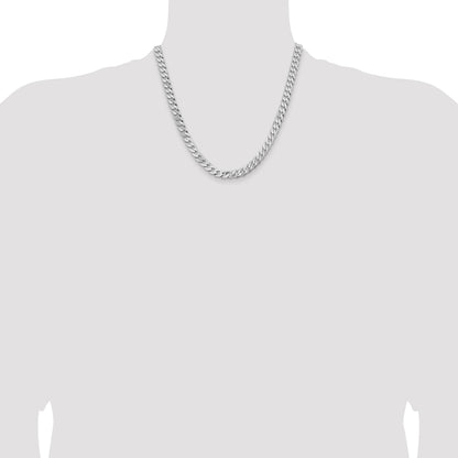 14K White Gold 20 inch 7.25mm Flat Beveled Curb with Lobster Clasp Chain