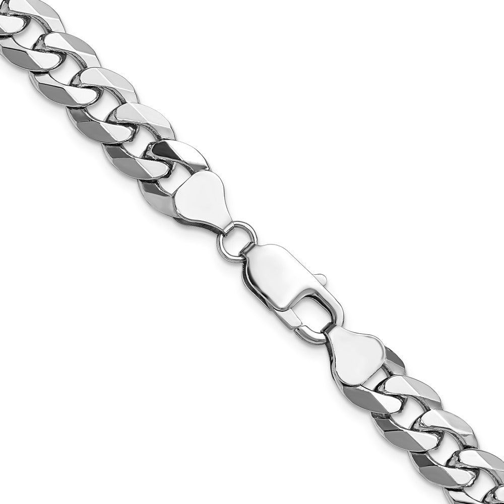 14K White Gold 26 inch 8.5mm Flat Beveled Curb with Lobster Clasp Chain